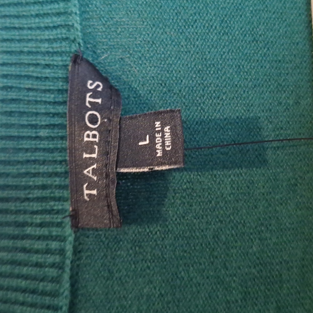 Talbots Green Argyle Button-Front Charming Cardig… - image 3